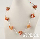 cluster style natural agate necklace with lovster clasp