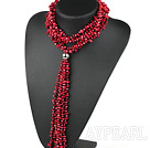 vogue jewelry 31.5 inches Y shape red coral and pearl necklace