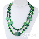 47.2 inches long style peaceful green agate and crystal necklace