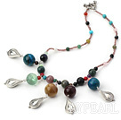 Wholesale multi color gem stone necklace (color picked randomly)