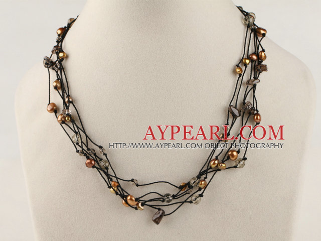 vogue jewelry multi strand pearl and crystal necklace with toggle clasp