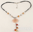 Y shape agate tibet silver beaded necklace with extendable chain