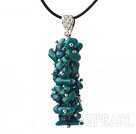 Wholesale Simple Style Peacock Green Coral Pendant Necklace with Black Thread