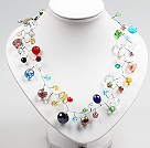Multi Color Crystal Beads Crochet Wire Necklace