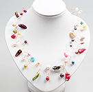 Multi Color Pearl Shell Crochet Wire Necklace