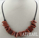 Simple Style Long Teeth Shape Gold Sandstone Necklace with Black Thread