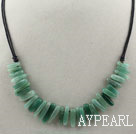 Simple Style Long Teeth Shape Aventurine Necklace with Black Thread