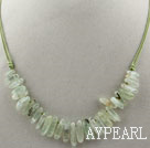 Wholesale Simple Style Long Teeth Shape Green Rutilated Quartz Necklace with Green Thread