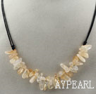 Wholesale Simple Style Long Teeth Shape Citrine Necklace with Black Thread