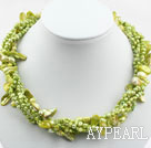 Assorted Multi Strands Yellow Green Color Teeth Shape Pearl Necklace
