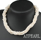 cultured natural fresh water 3-4mm white pearl multi strand necklace