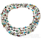 Four Strands Assorted Multi Stone Necklace with Slide Clasp