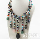 Wholesale Assorted Multi Color Multi Stone Necklace with Stone Tassel