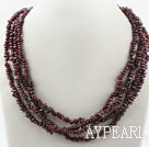 Wholesale Two Long Strands Fillet Garnet Necklace ( no clasp can be worn in different designs)