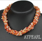 Fashion Multi Function Long Style Chipped Red Agate Strands Necklace, Y Shape Sweater Necklace