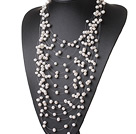 Elegant Style Multi Layer Natural White Pearl Beaded Bridal Necklace