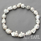 Single Strand White Big Nuclear Pearl Necklace with Magnetic Clasp