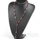 Nice Red Crystal And Colorful Indian Agate Y Shape Pendant Necklace