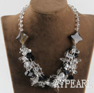 hot design white crystal and black agate necklace