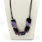 dark purple crystallized agate stone necklace