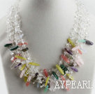 clear crystal and colorful stone necklace with magnetic clasp