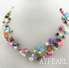 Assorted Multi Color Freshwater Pearl and Shell Necklace