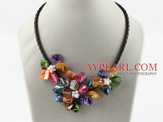 Three Pieces of Multi Color Pearl Shell Flower Necklace