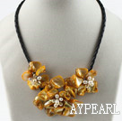 Wholesale Three Pieces of Orange Pearl Shell Flower Necklace