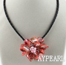 Single Piece Red Pearl Shell Flower Necklace