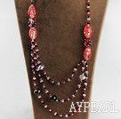 Wholesale wonderful red black and white crystal colored glaze necklace