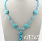 Wholesale Fashion Sky Blue Crystal And Round Blue Turquoise Pendant Necklace