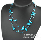 Lovely Multi Strand Fantastic Blue Blister Pearl Wired Necklace With Lobster Clasp