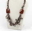 Wholesale exquisite smoky quartze gold swan stone necklace