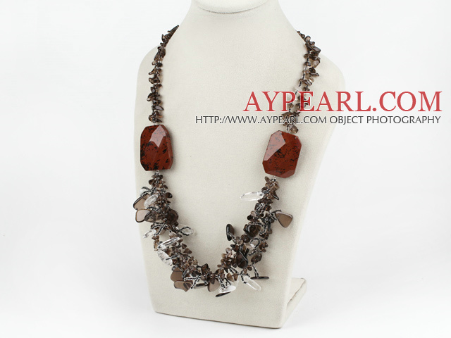 exquisite smoky quartze gold swan stone necklace