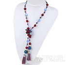 39.4 inches crystal and burst pattern agate necklace