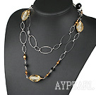 fashion 39.4 inches pearl crystal and colored glaze necklace