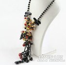 Wholesale Fashion Cluster Assorted Black And Red Agate Freshwater Pearl Pendant Necklace