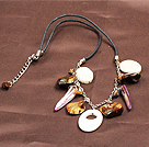 Simple Fashion Style Irregular Shape Shell Charm Leather Necklace