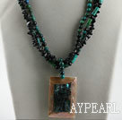 gorgeous multi strand phoenix stone and shell pendant necklace