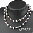 31.5 inches 9-10mm white and black pearl long style necklace
