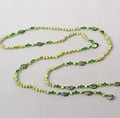 Light Green Series Freshwater Pear Crystal Long Necklace