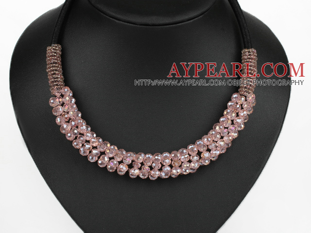 popular style 16.9 inches baby pink crystal beaded necklace 