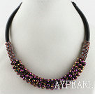 popular style 16.9 inches purple red crystal beaded necklace 