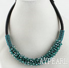 popular style 16.9 inches green crystal beaded necklace 