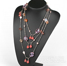 70.9 inches fashion long style pearl agate and crystal necklace
