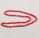 Simple Fashion Long Style Natural Bright Red Baroque Pearl Necklace