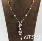 Y shape 6-9mm natural pink pearl necklace