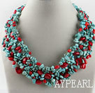 exquisite coral and turquoise necklace with magnetic clasp