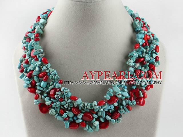 exquisite coral and turquoise necklace with magnetic clasp