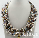 gorgeous pearl and crystal gemstone chips necklace